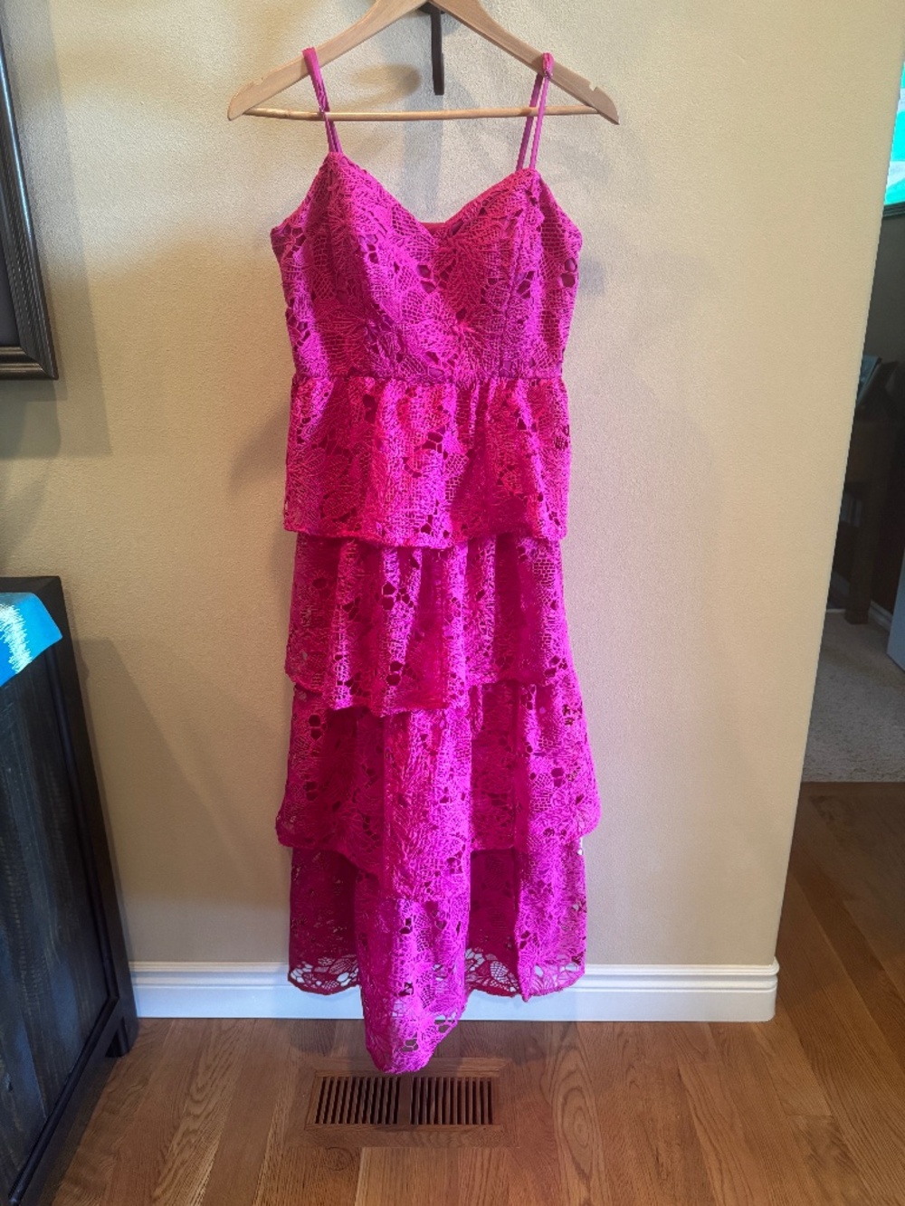 Siena. Embroidered Lace Maxi Dress. Pink. Medium